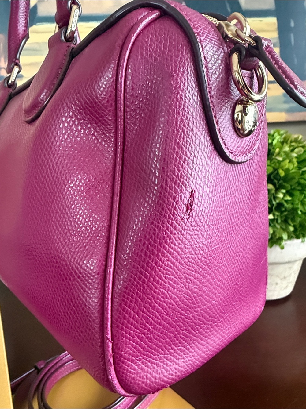 COACH F36624 🩷MAGENTA🩷 CROSSGRAIN LEATHER MINI BENNETT SATCHEL BAG - Picture 16 of 17
